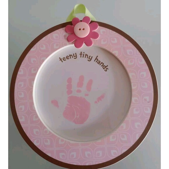 Carter’s Just One Year Little Girls Baby Handprint Frame Pink  New - Picture 1 of 5